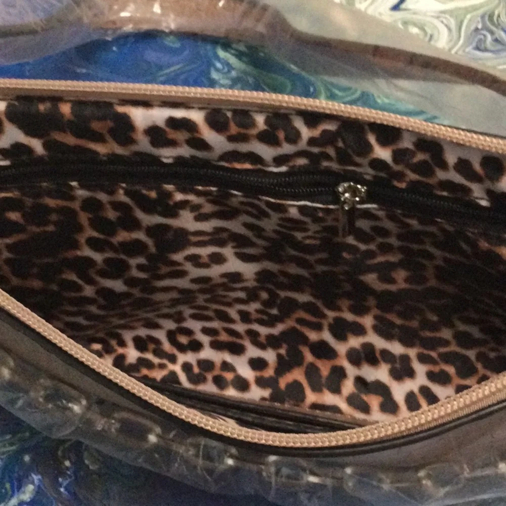 K. Carroll Taupe color Lauren Baguette Satchel. Vegan leather, croc texture
